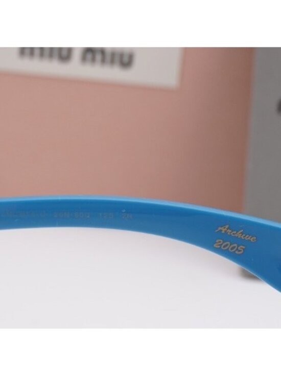 Miu Miu MU B14SU 26N8 0Q Sunglasses Blue Shield Frame, Grey Lenses main image 9
